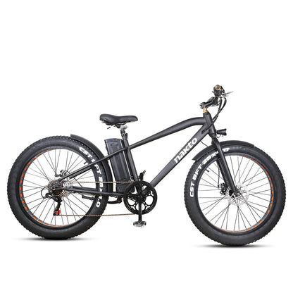 NAKTO- FAT TIRE ELECTRIC BIKE CRUISER -BLACK