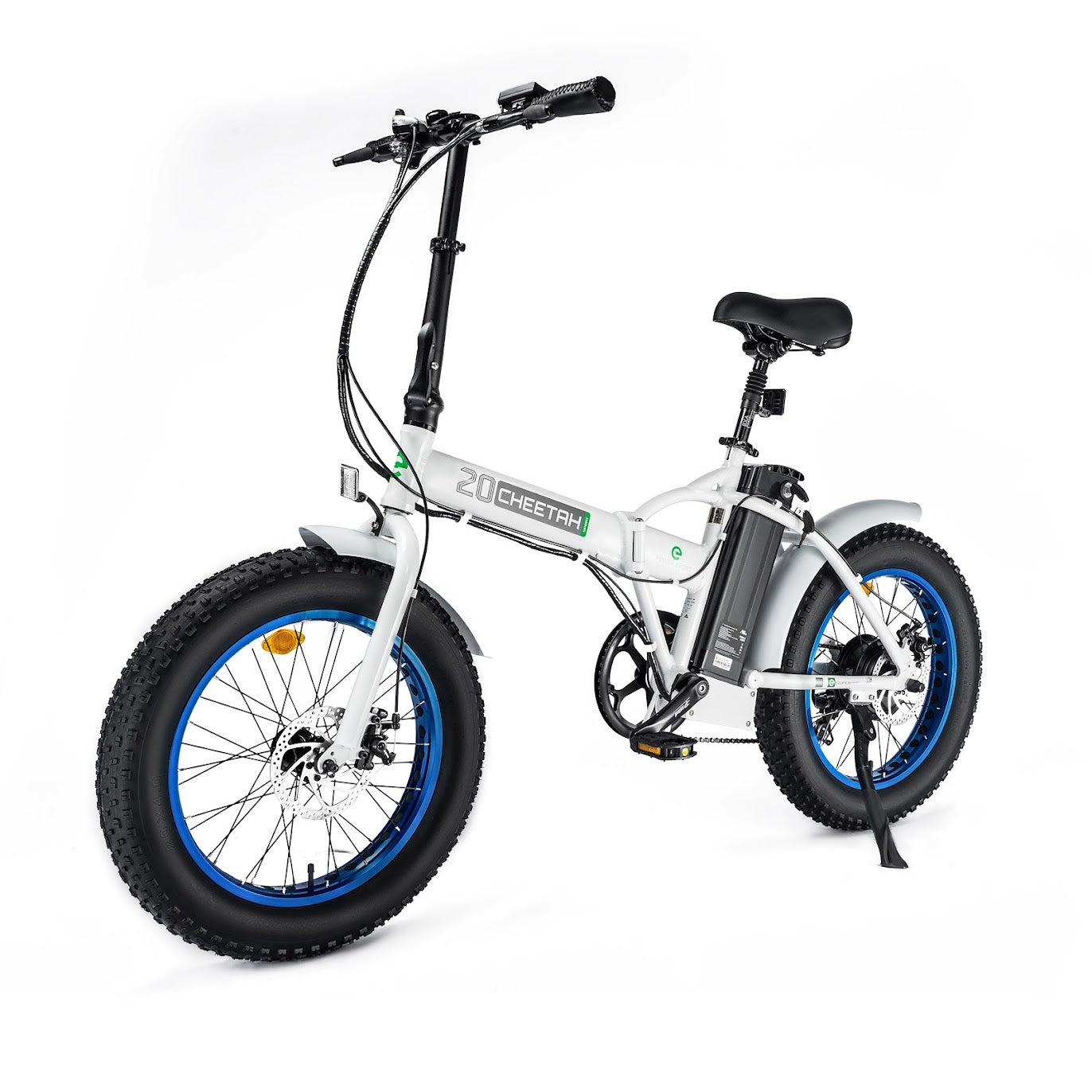 UL Certified-Ecotric 36V Fat Tire Portable and Folding Electric Bike-Matt Black and blue