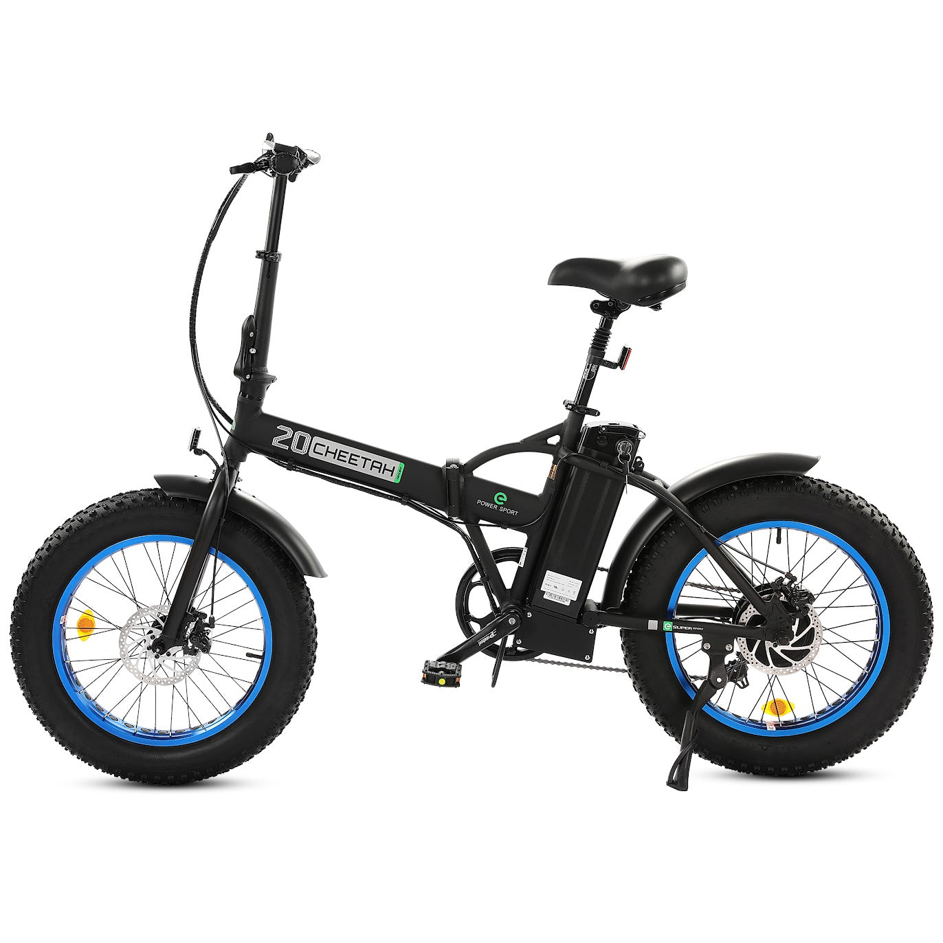 UL Certified-Ecotric 36V Fat Tire Portable and Folding Electric Bike-Matt Black and blue