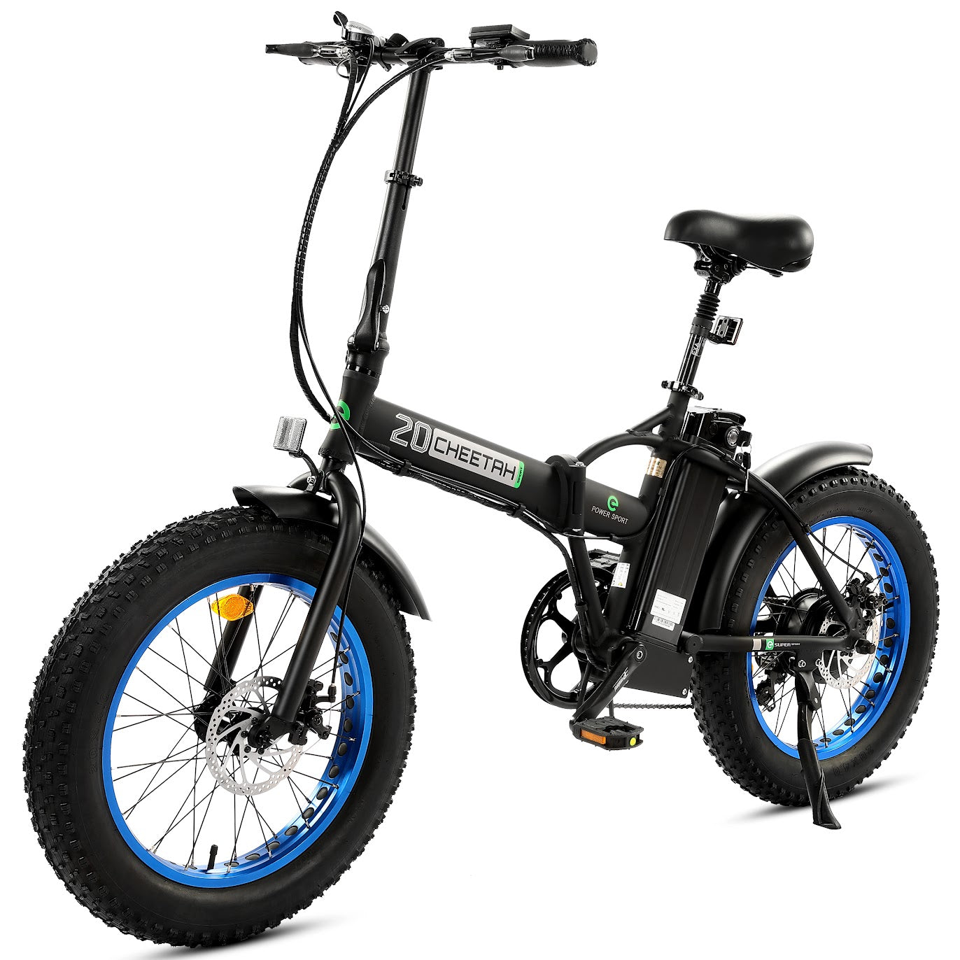 UL Certified-Ecotric 36V Fat Tire Portable and Folding Electric Bike-Matt Black and blue