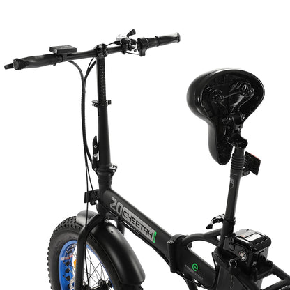 UL Certified-Ecotric 36V Fat Tire Portable and Folding Electric Bike-Matt Black and blue