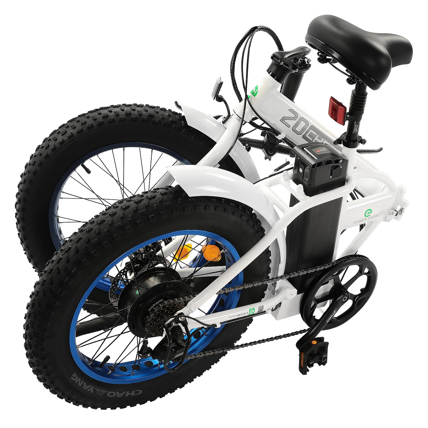 UL Certified-Ecotric 36V Fat Tire Portable and Folding Electric Bike-Matt Black and blue