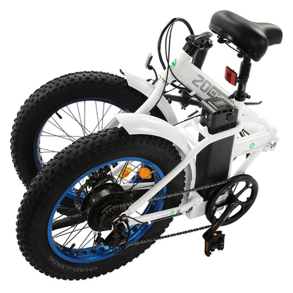 UL Certified-Ecotric 36V Fat Tire Portable and Folding Electric Bike-Matt Black and blue