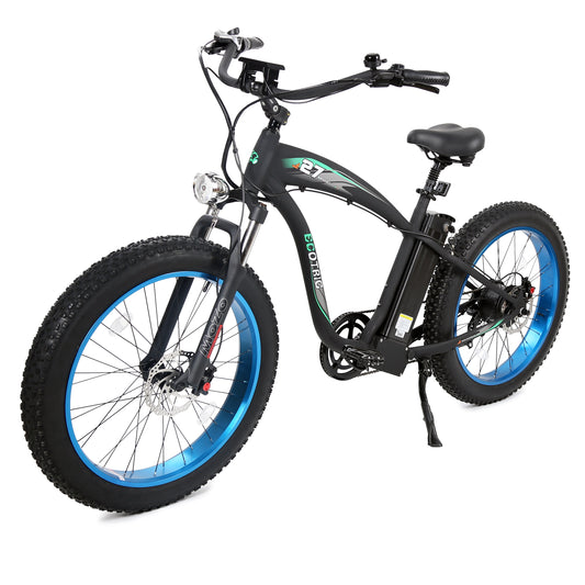 Ecotric Hammer Electric Fat Tire Beach Snow Bike-Blue