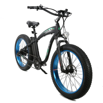 Ecotric Hammer Electric Fat Tire Beach Snow Bike-Blue