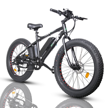 Ecotric Fat Tire Beach Snow Electric e-Bike-Matte Black