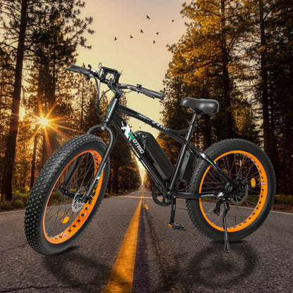 Ecotric Fat Tire Beach Snow Electric Bike-Orange