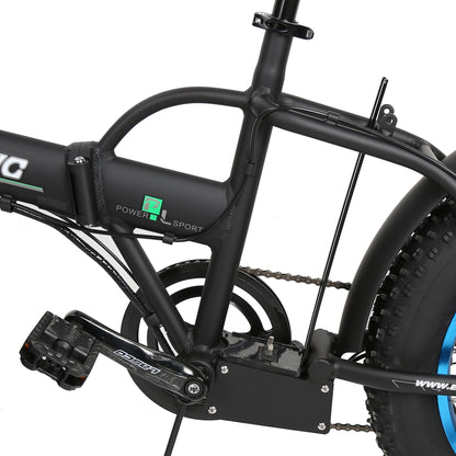 Ecotric Fat Tire Portable and Folding Electric Bike-Matt Black and blue