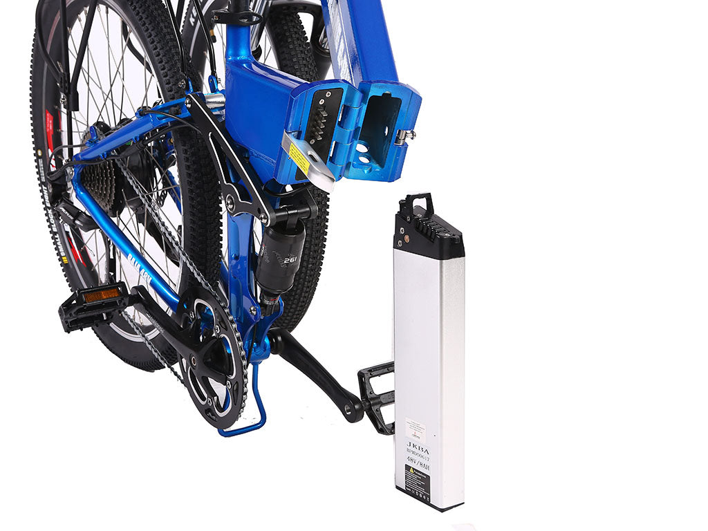 x-treme baja 48 volt folding electric mountain bicycle Sedona Bike in battery pack (48 volt X-Treme Baja 48V 500W 8AH