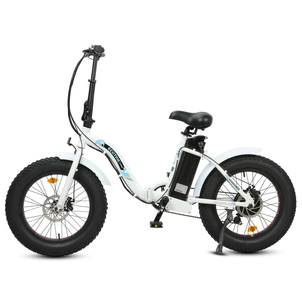 Ecotric UL Certified- 20inch white portable and folding fat bike model Dolphin