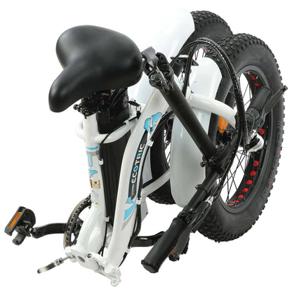 Ecotric UL Certified- 20inch white portable and folding fat bike model Dolphin