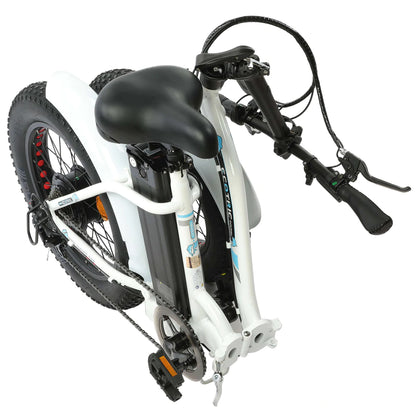 Ecotric UL Certified- 20inch white portable and folding fat bike model Dolphin